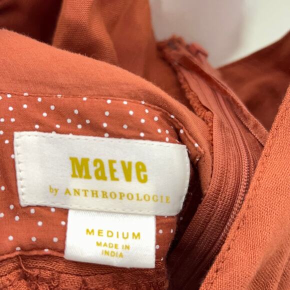 ANTHROPOLOGIE x MAEVE Linen Twist Front Mini Dress Rusted Orange {G12} - Picture 6 of 7